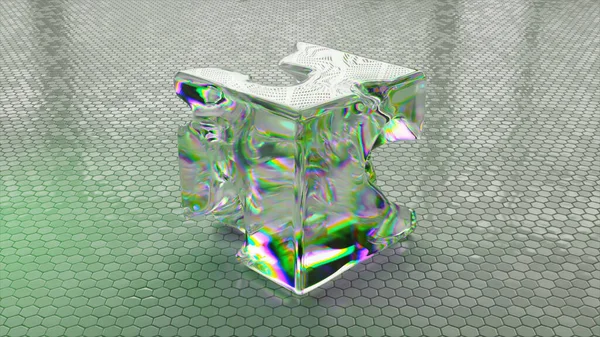 Cristallo Liquido Quadrato Cambia Forma Scompare Ricompare Uno Sfondo Astratto — Foto Stock