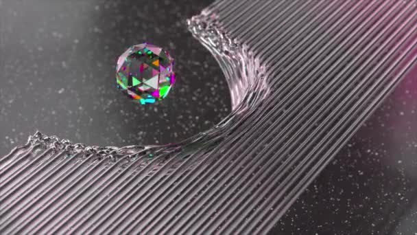 钻石球飞过透明的管子并弯曲它们 挥挥手无缝循环3D动画 — 图库视频影像