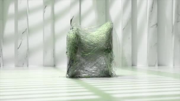 Menselijke Figuren Uit Een Doorzichtig Plastic Web Zijn Verstrikt Proberen — Stockvideo