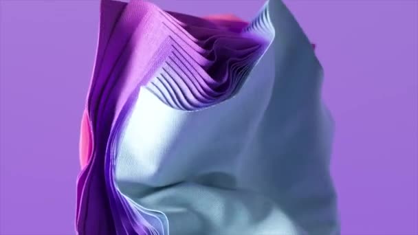 Animatie Abstracte Achtergrond Met Rondvliegende Stukken Stof Draperieën Gevouwen Textiel — Stockvideo