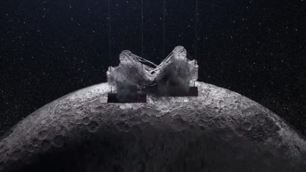 Два Прозорих Липких Астронавта Гойдаються Тлі Простору Місяця Велкро Липкі — стокове відео
