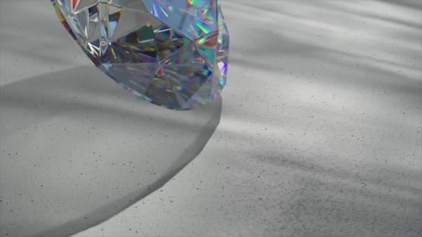 Velký Diamant Padá Tvrdou Podlahu Vytéká Mnoho Malých Diamantových Pavouků — Stock video
