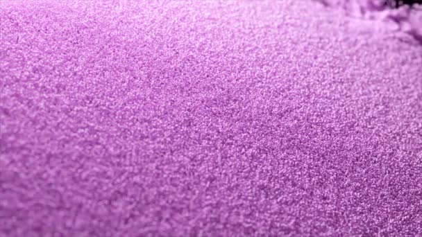 紫罗兰颗粒在黑色的背景上飞行 风吹走了彩色的沙子 3D动画 — 图库视频影像