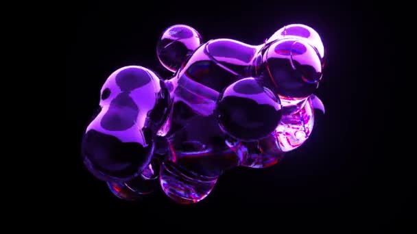 摘要概念 液氮凝胶在黑暗的背景下移动并分解成气泡 紫色的无缝循环3D动画 — 图库视频影像