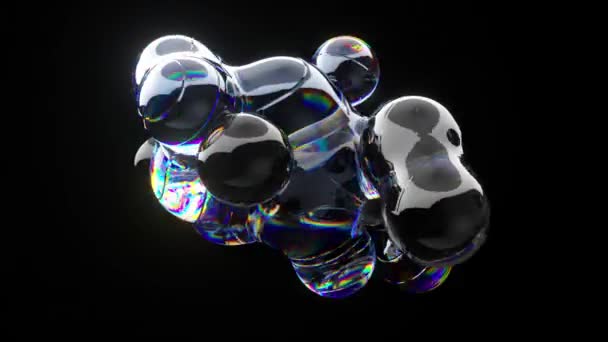 Абстрактное Понятие Жидкий Неоновый Гель Движется Делится Пузыри Темном Фоне — стоковое видео