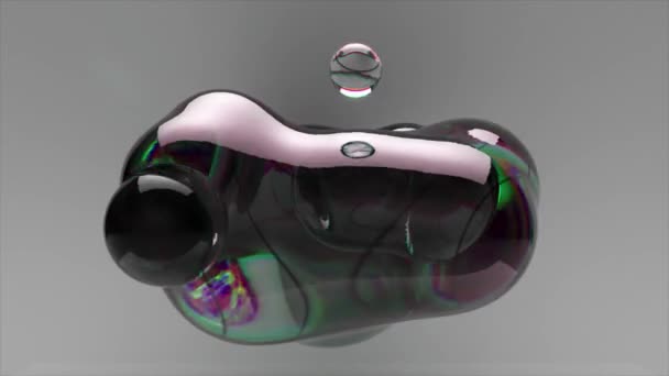 暗い液体は抽象的な背景に透明なゲルクロットの中を移動します レインボー バブル3Dアニメーションシームレスループ — ストック動画