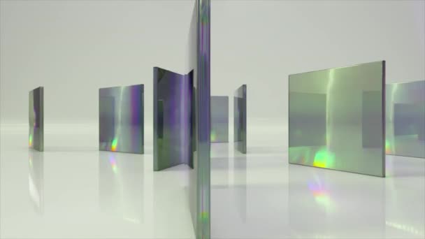 摘要概念 色彩斑斓的半透明玻璃块在白色背景镜片上旋转和旋转 无缝循环3D动画 — 图库视频影像