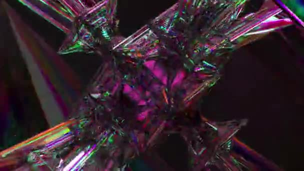 Kolom Berlian Yang Terhubung Tengah Oleh Kubus Bercahaya Berputar Pada — Stok Video