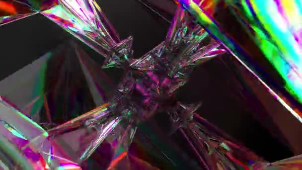 Концепция Научной Фантастики Сложный Технологический Алмазный Механизм Вращается Неоновый Свет — стоковое видео
