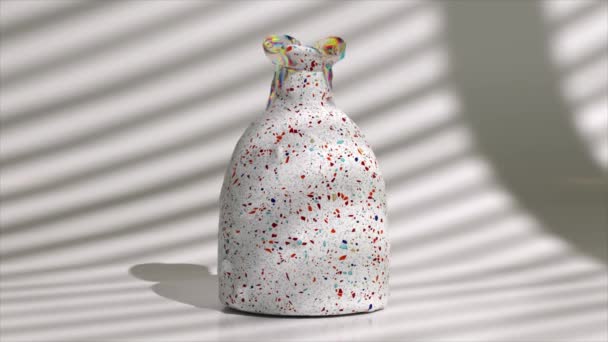 Vaso Ceramica Trasforma Vaso Vetro Arcobaleno Uno Sfondo Chiaro Simulazione — Video Stock