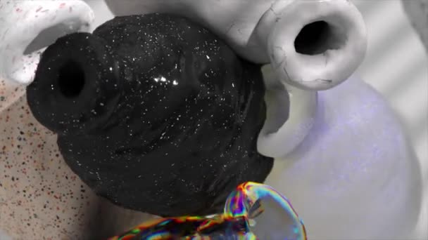 Kilka Ceramicznych Gwiezdnych Waz Zderza Się Powietrzu Jasnym Tle Symulacja — Wideo stockowe