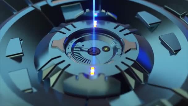 Digital Technological Futuristic Background Laser Shines Metal Sci Mechanism Animation — Stock Video