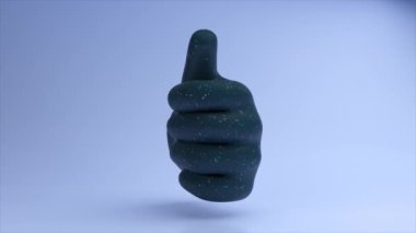 Soyut kavram. Dönen emoji işareti mavi neon arka planda. Sosyal medya. 3 boyutlu animasyonsuz döngü.