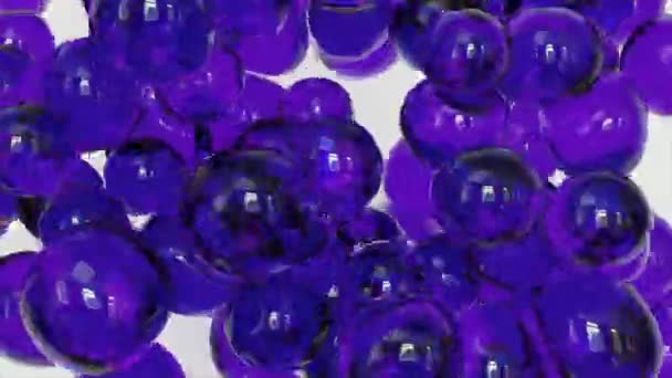 Abstracte Veelkleurige Vloeibare Druppels Gel Violette Paarse Bellen Bewegen Chaotisch — Stockvideo