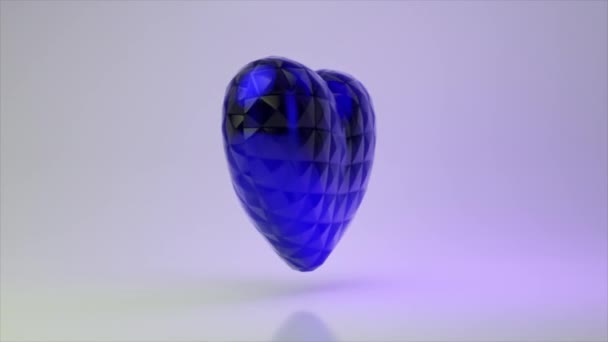 Concepto Amor Hermoso Primer Plano Corazón Metal Azul Sobre Fondo — Vídeos de Stock