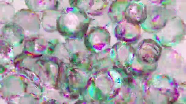 Abstraktní Koncept Gelové Duhové Bubliny Chaoticky Pohybují Lehkém Pozadí Tekutina — Stock video