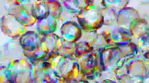 Abstraktní Koncept Vykreslování Animace Kapalnou Duhou Transparentní Bubliny Exploze Létání — Stock video