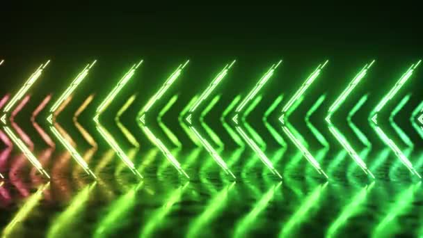 Neon Soyut Kavramı Lazer Çizgileri Turuncudan Maviye Mora Yeşile Döner — Stok video