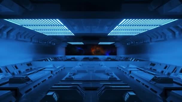 Budoucí Koncept Technologie Sci Tunel Barva Chodby Sci Modrá Neonová — Stock video