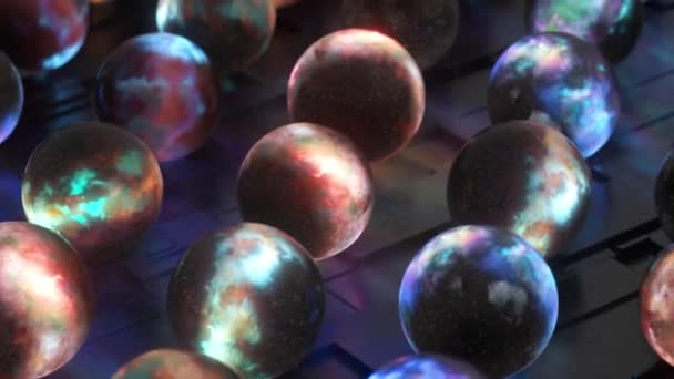 Concepto Multiverso Espacio Exterior Dentro Una Esfera Color Púrpura Neón — Vídeo de stock