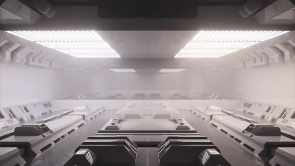 Abstract Concept Endless Flight White Tunnel Spaceship Cargo Compartment Animation — Stock Video