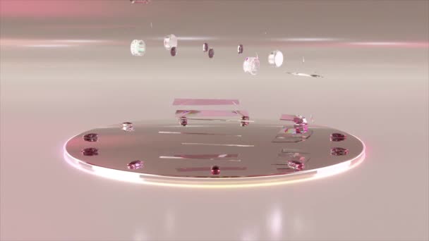 Abstract Concept Diamantmachine Wordt Automatisch Opgebouwd Uit Onderdelen Draait Een — Stockvideo