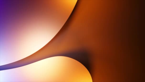 ネオンオレンジブルーの紫色の色は金属板の間に実行されます フロー フロー レインボーライト シームレスループの3Dアニメーション — ストック動画