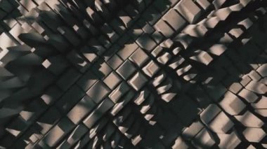 Hareket eden gri bir yüzey şekil değiştirir. Dönüşüm. Gölge. El salla. Kusursuz bir döngünün 3 boyutlu animasyonu.