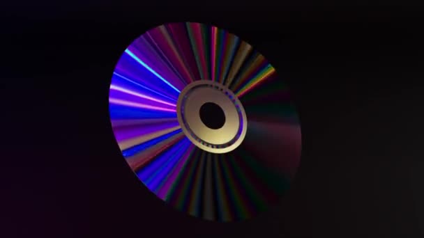 Concepto Abstracto Dvd Gira Sobre Fondo Negro Arco Iris Color — Vídeo de stock