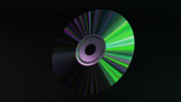 Abstract Concept Dvd Disc Black Isolated Background Neon Blue Green — Stock Video