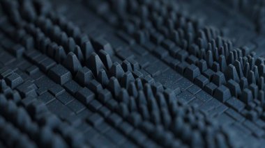 Soyut kavram. Hareket eden gri bir yüzey şekil değiştirir. Gölge. Dönüşüm. El salla. 3d illüstrasyon.