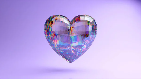 Романтика Концепція Любові Алмазне Серце Обертається Рожевому Тлі Ювелірні Прикраси — стокове фото