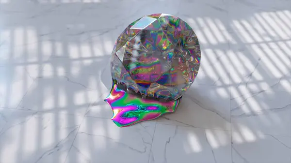 Abstraktes Konzept Große Diamanten Fallen Auf Den Marmorboden Und Verwandeln — Stockfoto