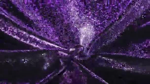 柔らかいエレガントな紫色のスパークリング生地の織物の滑らかな波 抽象的な光沢のあるビデオ背景 3Dアニメーション — ストック動画