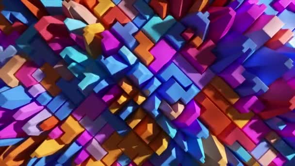 Ismétlődő Háromdimenziós Animáció Geometriai Mintákkal Díszített Komplex Technológiai Háttérrel Kiegyenlítővel — Stock videók