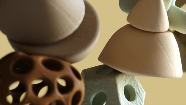 用纸和纸板材料对软体进行抽象运动 物理模拟 3D动画 — 图库视频影像
