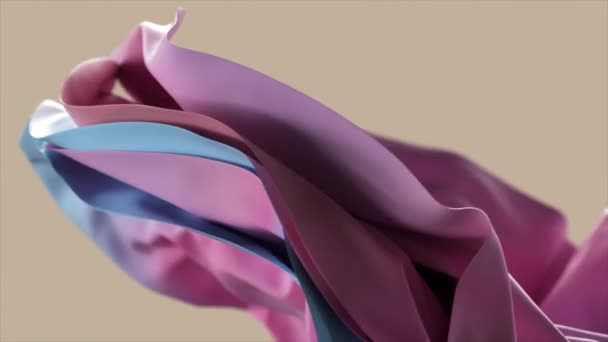 色彩艳丽的色彩艳丽的色彩艳丽的面料 层次分明的液态玻璃 在轻盈的背景下闪烁着光芒 抽象面料动画 3D未来主义4K运动设计 — 图库视频影像