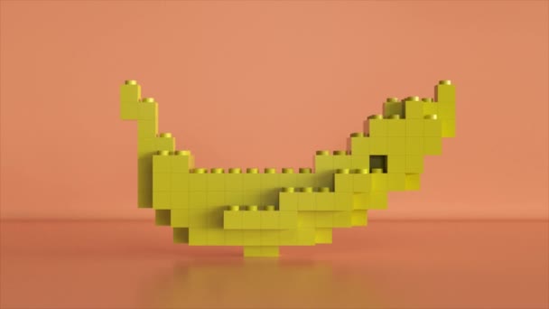 Transformación Píxel Plátano Digital Animación Bucle Sin Costura — Vídeos de Stock