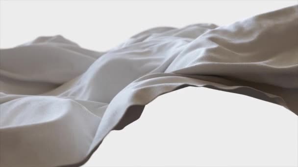 Tejido Blanco Realista Con Pliegues Suaves Pliegues Que Captura Textura — Vídeo de stock