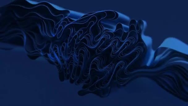 Głęboko Niebieskie Fale Wiry Tworzą Pogodny Płynny Abstrakcyjny Design Przywołujący — Wideo stockowe