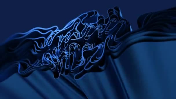 Hluboké Modré Vlny Víry Vytvářejí Poklidný Plynulý Abstraktní Design Evokující — Stock video