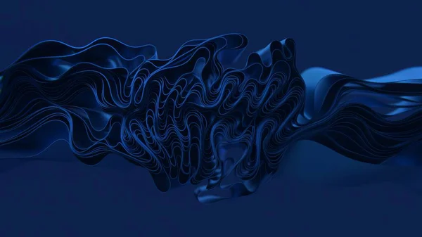 파란색 파도와 소용돌이는이 일러스트에서 바다의 깊이를 고요하고 추상적인 디자인을 만듭니다 — 스톡 사진