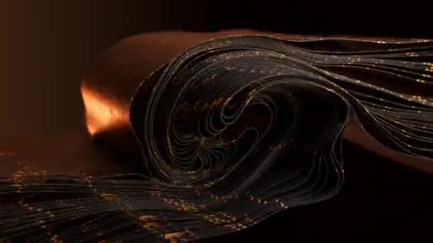 Les Formes Fluides Sombres Aux Reflets Dorés Créent Une Spirale — Video