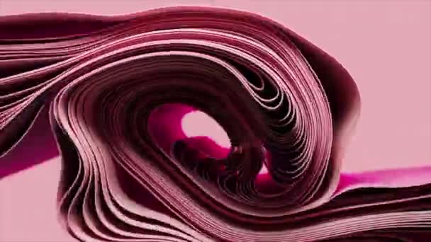 Fluid Curves Shades Pink Form Mesmerizing Abstract Spiral Animation — Stock Video