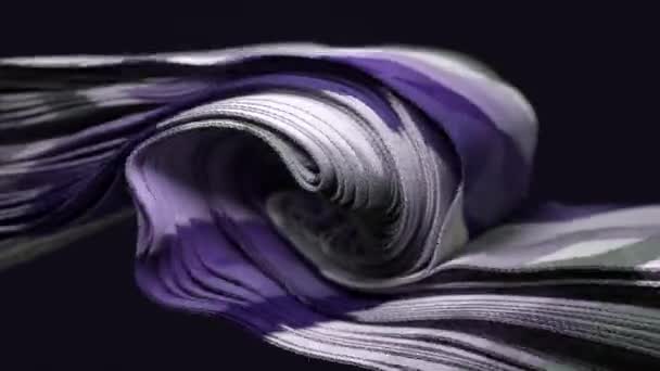 Вихрь Ткани Фиолетовых Серебряных Тонах Демонстрирующий Грациозный Поток Анимация — стоковое видео