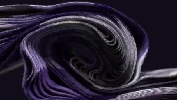 Swirl Fabric Purple Silver Hues Showcasing Graceful Flow Animation — Stock Video