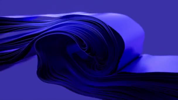 Elegantní Modré Křivky Vytvářejí Klidnou Tekoucí Stuhu Hlubokém Mořském Odstínu — Stock video