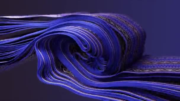 Tmavě Modré Odstíny Jemné Vzory Vinou Poklidné Elegantní Textilní Animaci — Stock video