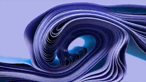 エレガントなブルー抽象3Dスワールウェーブは 超マラリン色のミニマリスティックなスタイルです 3Dアニメーション — ストック動画