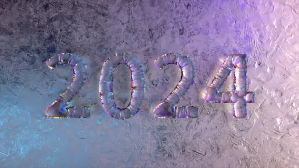 白垩纪2024气球 质感冰冷 传达了新年的未来和庆祝气氛 3D动画 — 图库视频影像